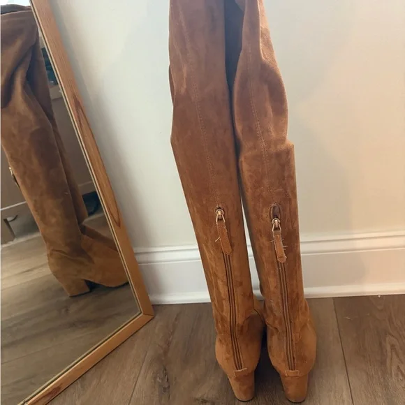 Brown Over The Knee Suede Leather Boots goodnight macaroon - Picture 4 of 7